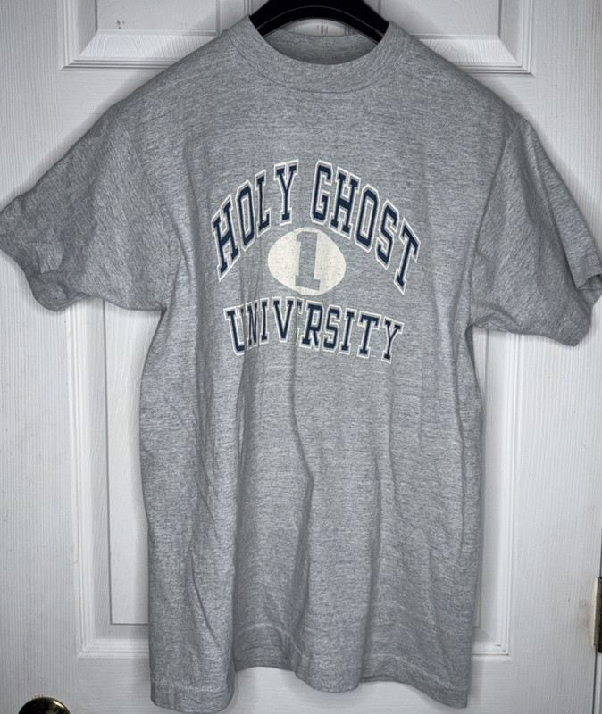 Vtg 80s Holy Ghost University Jesus T Shirt Christianity Religious Bible Verse