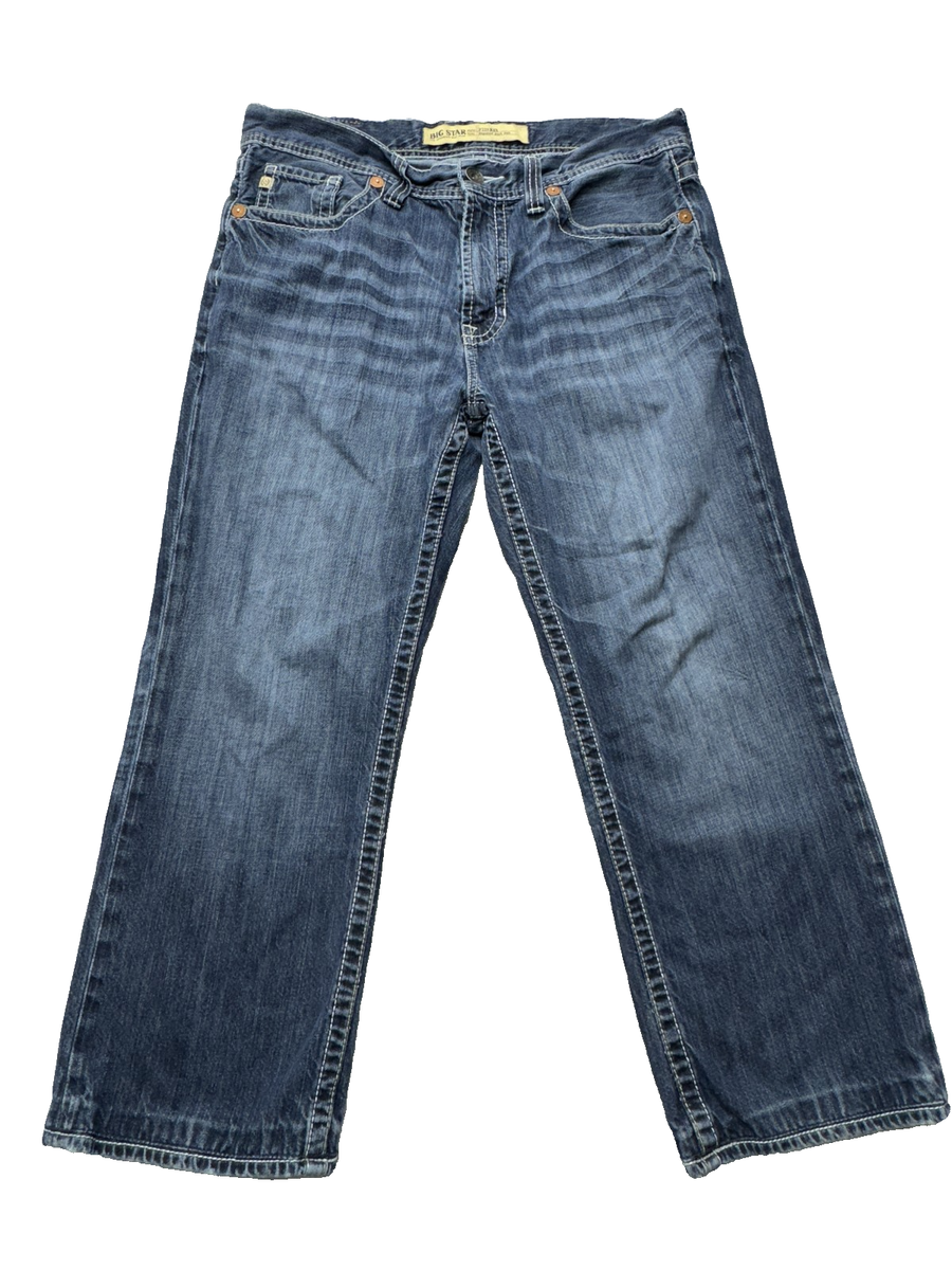その他 KJ Big Star Pioneer Jeans Mens 36x28 Bootcut Blue Distressed Buckle