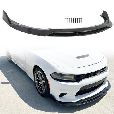 Front Bumper Lip Splitter Gloss Black V2 Style Fits 2015-2023 Dodge Charger SRT