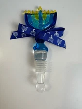 Glass Menorah Bottle Stopper Mud Pie Celebrate Hanukkah Home Decor Hostess Gift