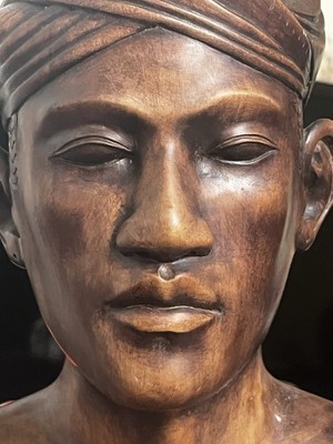 Bali Warrior Head Maghagani Wood Carving