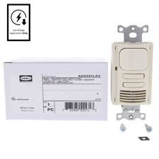 Hubbell Lt Almond Vacancy Sensor Low Voltage PIR/US 2-Circuit 24VDC AD2241LA2