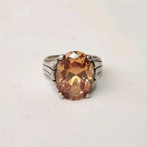 Silpada 925 Sterling Silver Champagne Cubic Zirconia Vintage Ring Size 7.5 