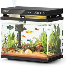Fish Tank Smart Aquarium Kit: 2 Gal UHD Glass Silent Water Pump Self Cleaning Sy
