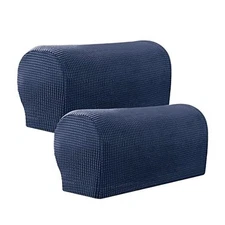 2pcs Armrest Covers, Stretch Arm Covers for Chairs Couch Sofa, Anti Navy Blue