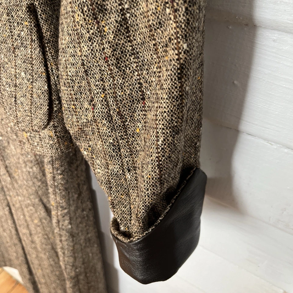 Azul LES COPAINS Mujer Tweed Mezcla Lana Italia Pantalón Traje Cuero Botones/Puños Foto 2 de 4