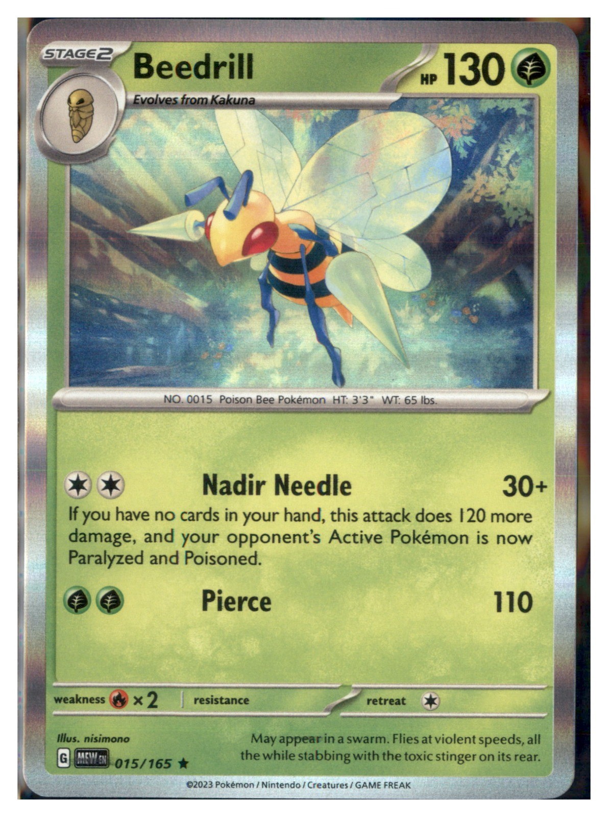 Beedrill Holo Rare SV: Scarlet & Violet 151 015/165 NM