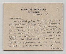 Montgomery Belgion Autogrammkarte An Thierry Maulnier Racine 1935