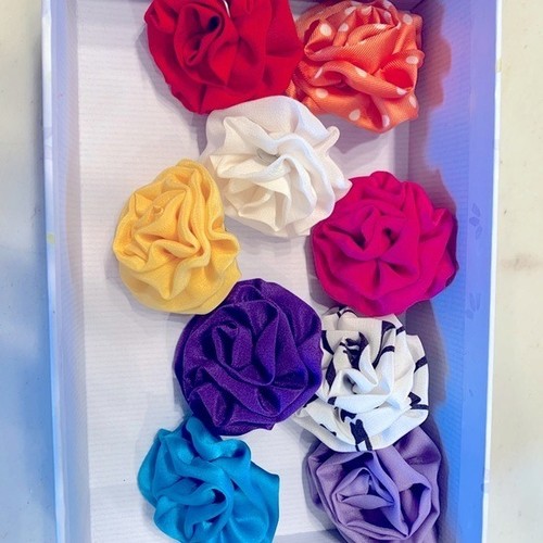 My Boutonniere Italy Handmade Fabric Flower Lapel Pin Set 9pc Multicolor Rose
