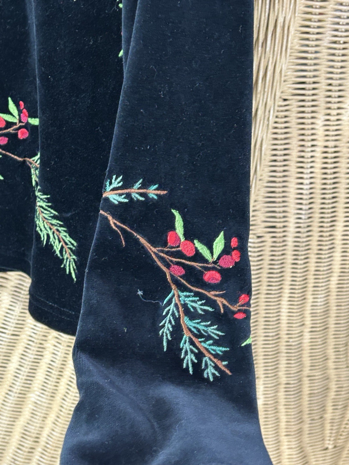 susan bristol cardigan Velvet Winter Pine Sprigs Berries Medium Christmas