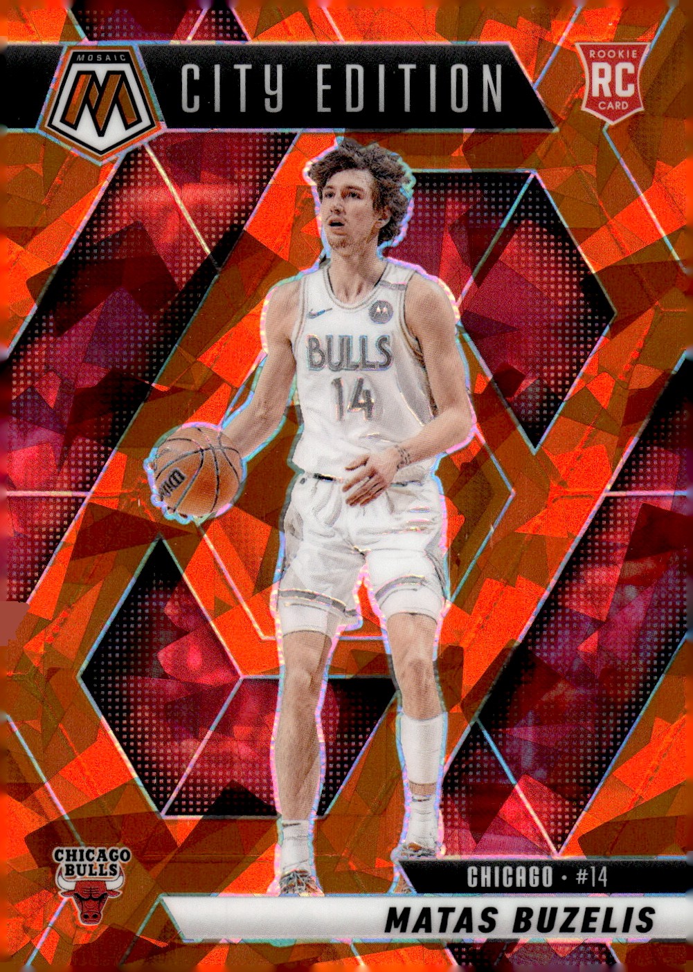 2024-25 Panini Mosaic Mosaic Orange Ice Matas Buzelis City Edition /49