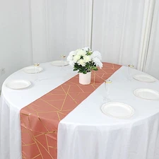 TERRACOTTA GOLD 12"x108" Geometric Polyester Table Runner Party Wedding