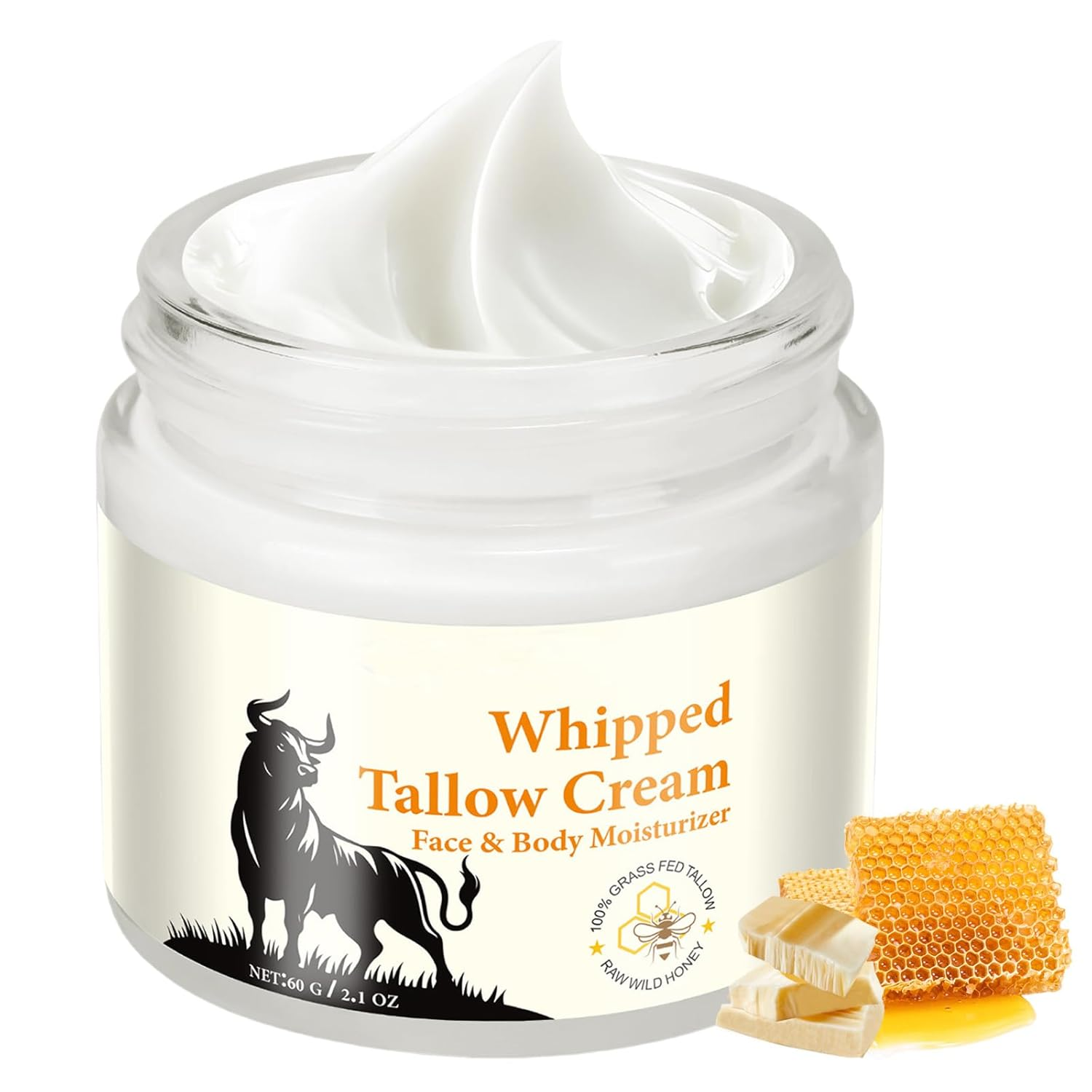 Organic Grass-Fed Whipped Tallow & Honey Face Cream – Deep Moisturizing Skin Care