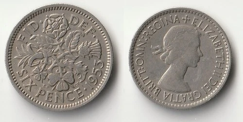 1953 Elizabeth II Sixpence — photo from the most recent tracked eBay sale