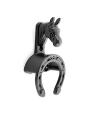 Umbria Equitazione Appendibriglie ferro e testa cavallo in ghisa NERO