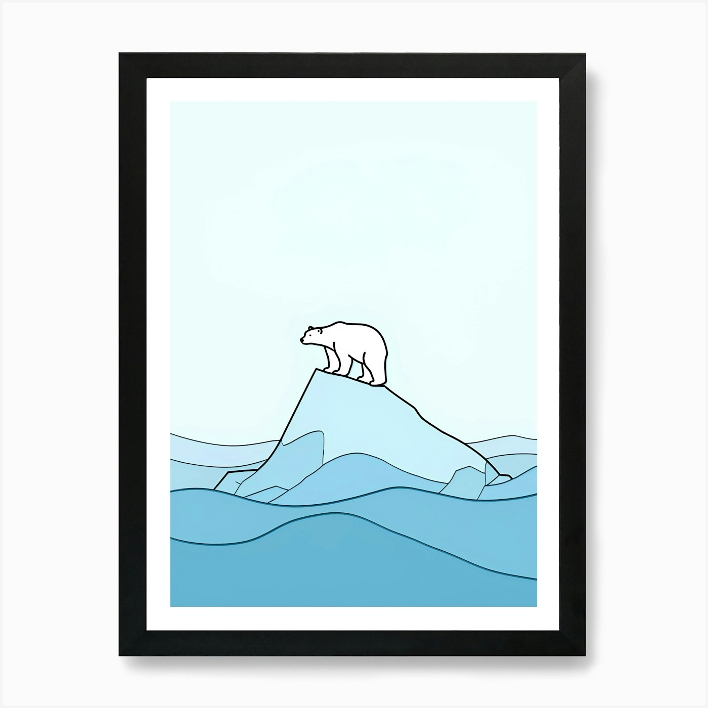 Polar Bear on Iceberg Framed Art Print Canvas Wall Poster Picture  