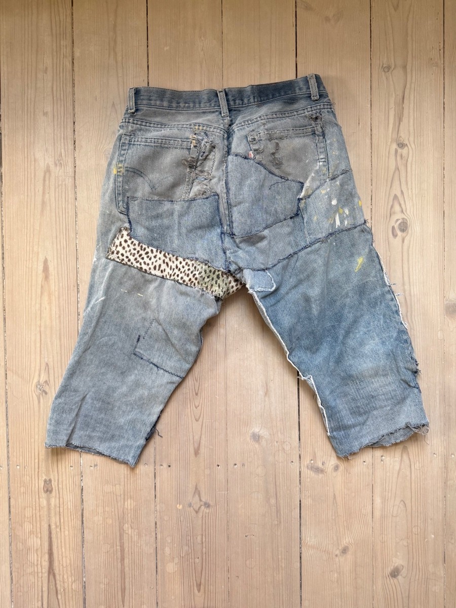 Vintage Levis 501 Jeans Men Blue 80s Made USA Thrashed Repaired
