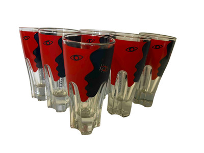 6 Ramazzotti Shotgläser Ich mag Dich Gesicht 2cl 4cl Schnaps Bar Retro Italien