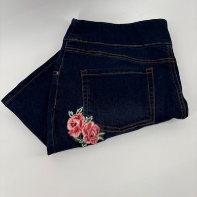 The Pioneer Woman XL Dark Wash Floral Embroidered Pull On Bootcut Jeans
