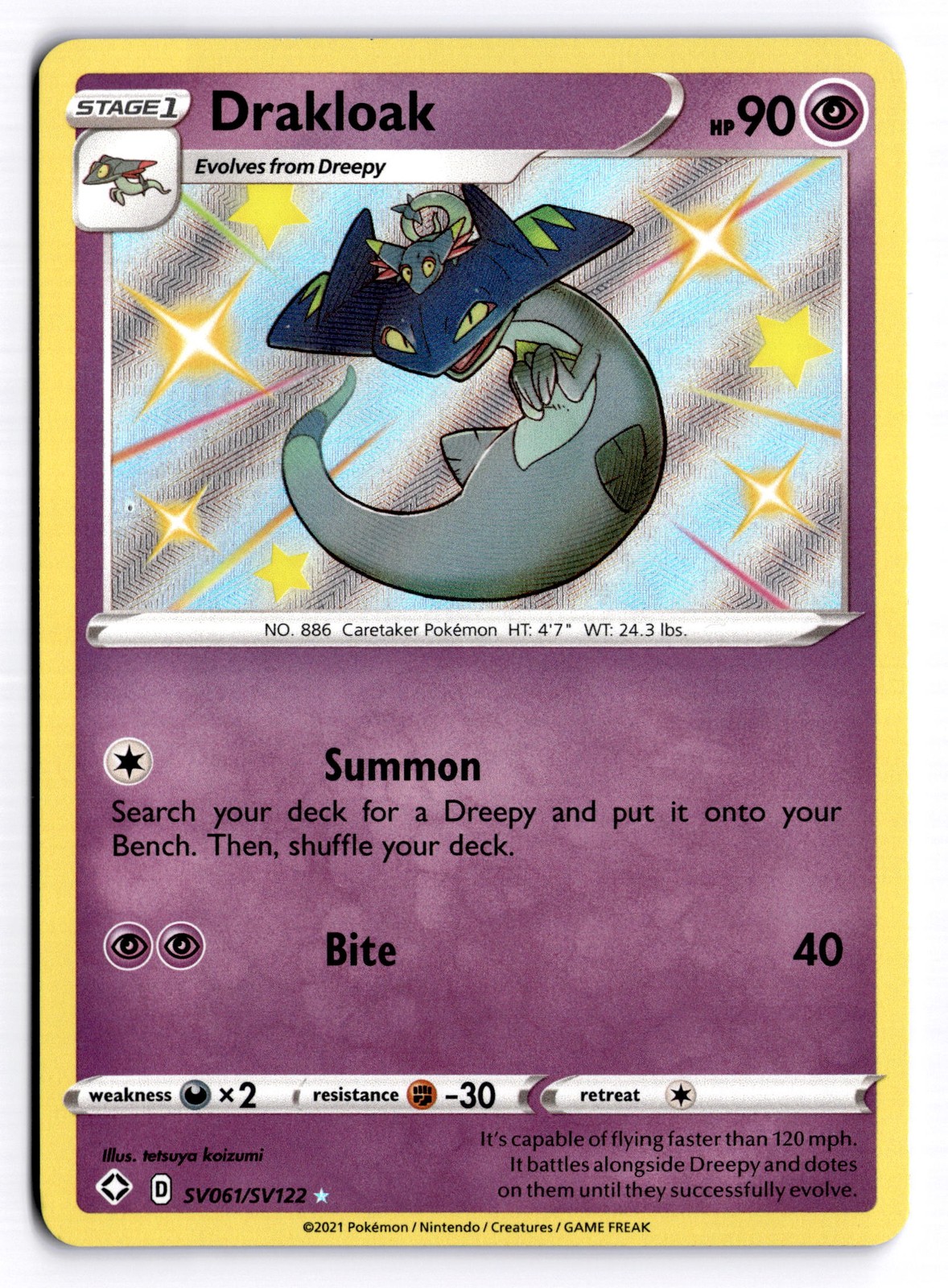 Drakloak Shiny Holo Rare Shining Fates: Shiny Vault SV061/SV122 NM