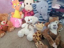 Lot Of Misc Mostly Budget Plush Valentine's Day, Bears,Monkeys, Dragon, Giraffe