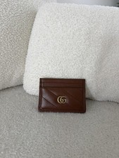 GUCCI GG Marmont BROWN Leather Quilted Card H...