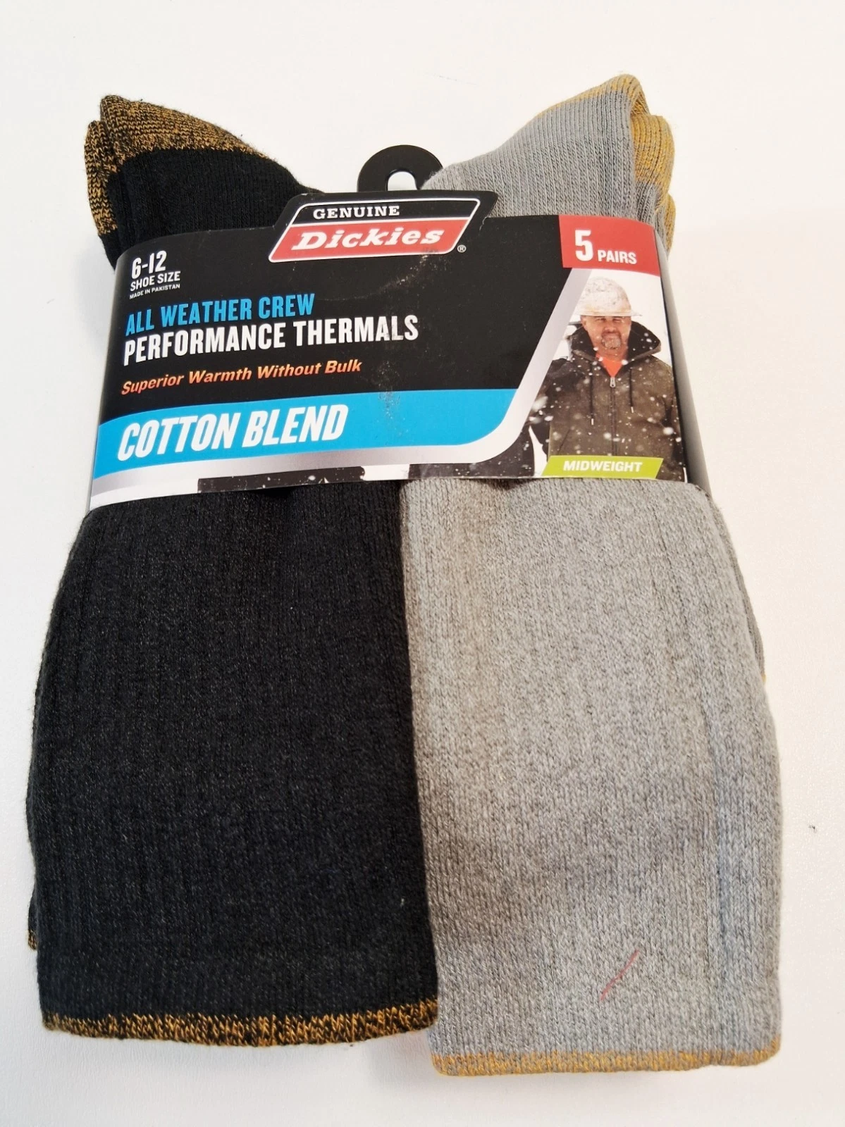 Dickies All Weather Crew 5 pack Cotton Blend Socks performance thermal midweight