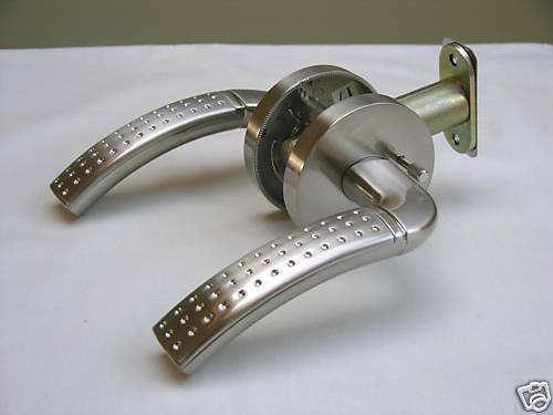 Privacy and passage modern door lever lock handle - brush nickel or antique bras - Picture 1 of 3