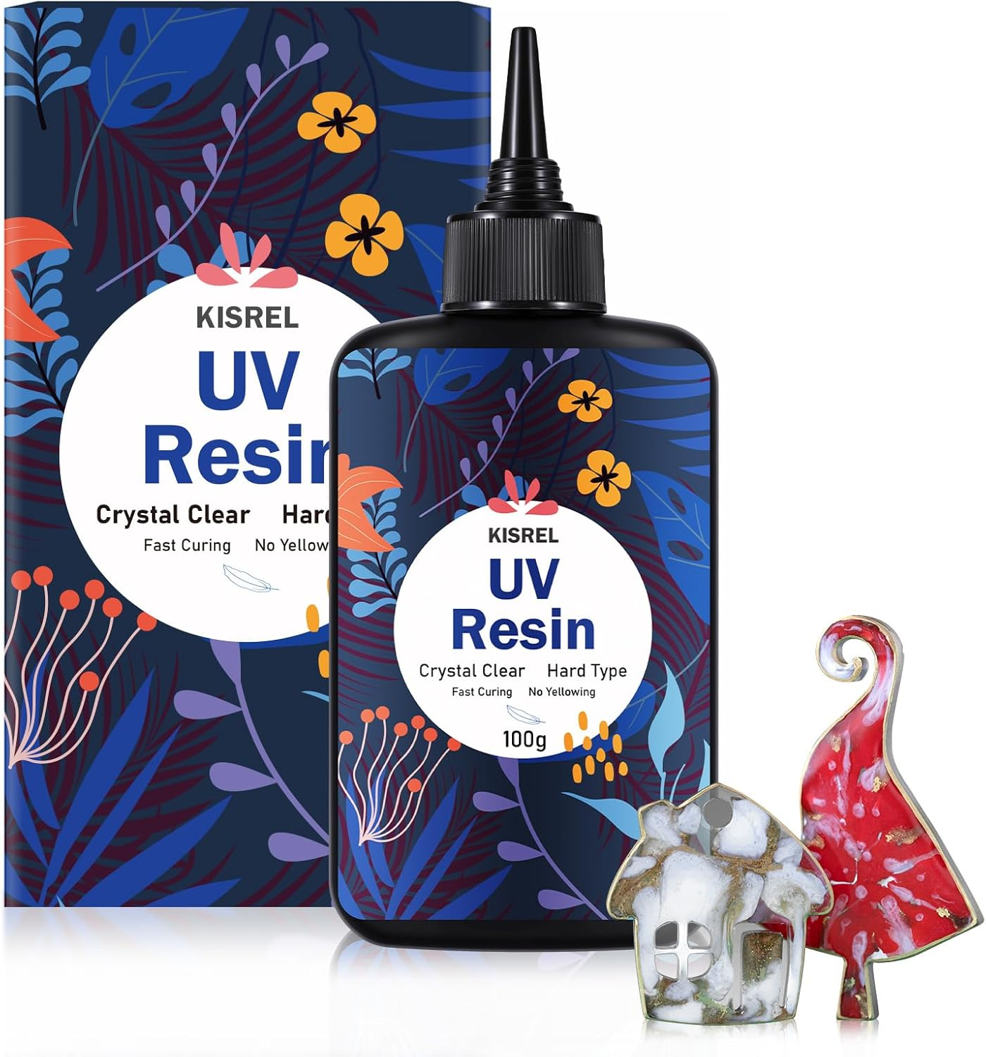 KISREL UV Resin 100G - Upgraded UV Resin Kit, Hard Type Crystal Clear Ultraviole