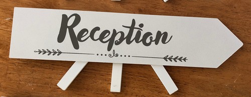 4 Wedding Bride Table Direction Sign Arrow Gifts Cocktails Ceremony Reception - Picture 3 of 6