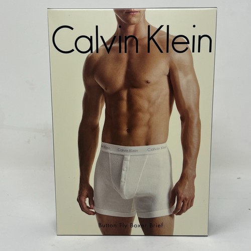 Calvin Klein Button Fly Boxer Brief Gray 100% Cotton Men's Size M VTG NWT