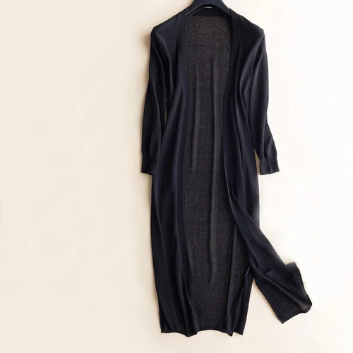 Damen Lang Offene Strickjacke 3/4 Ärmel Sommer Strickjacke Mantel Wasserfall Top - Bild 3 von 12