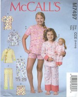 Mccall's 7497 Girls' Top, Shorts, Pants & 18 Doll Top And Pants Sewing Pattern Mccall's 7497 Girls' Top, Shorts, Pants & 18 Doll Top And Pants Sewing Pattern