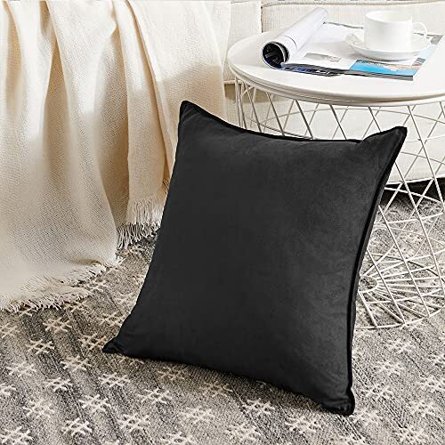 2 Packs Decorative Throw Pillow Covers 18x18 inch, 18" x 18" , set of 2 Black - Picture 2 of 5