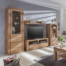 Wohnwand Wohnzimmer Set Schrankwand Kernbuche geölt Teilmassiv 4-teilg Tabea