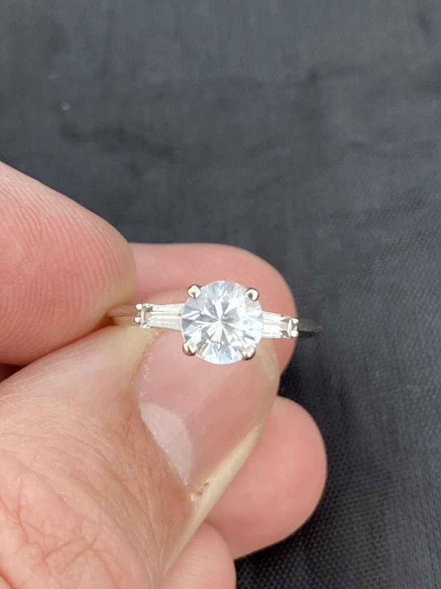 Vintage cubic zirconia best sale engagement rings white gold