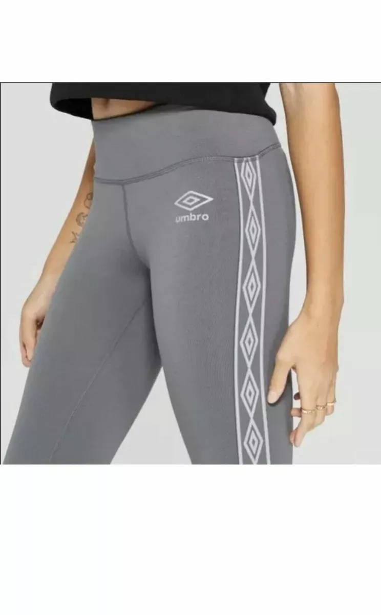 Umbro Women's Logo Taped Mid-rise Leggings Gray/Silver Diamond Side Accent  - M