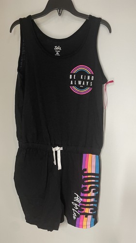 New Justice Girls Black Be Kind Drawstring Romper Sleeveless Size XL 16/18 - Picture 3 of 13
