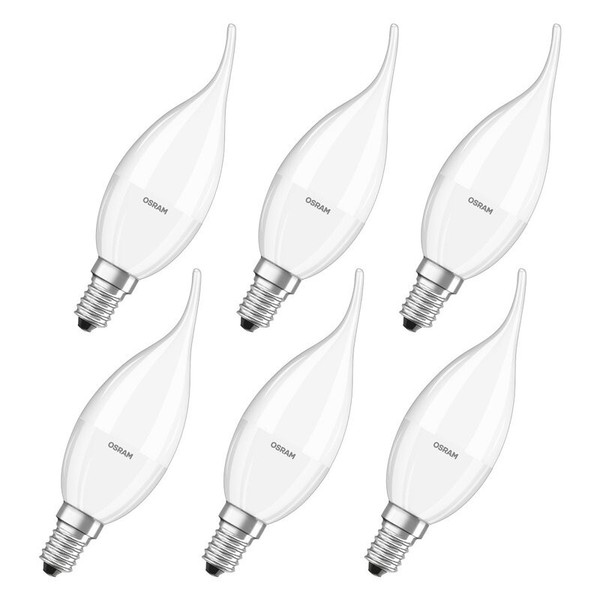 6X Osram Led Kerze WindstoßKerze Dimmbar 5,4W = 40W Warmweiß Eek:G (Spektr. A-G)-image