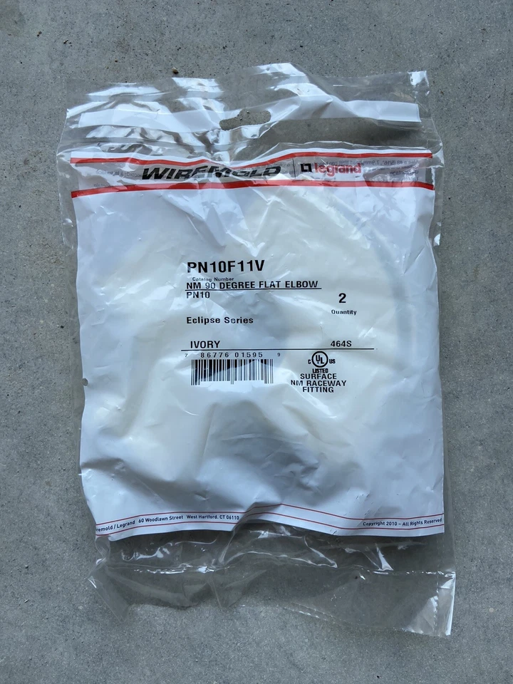 Wiremold Eclipse Series NM 90 Degree Flat Elbow PN10F11V~NIP - Image 2 of 2