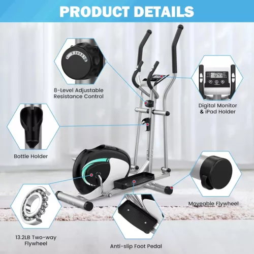 8 Level Resistance Magnetic Elliptical Machine Home Gym Workout Cross Trainer UK - Picture 6 of 13
