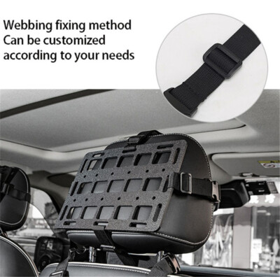 Tactical Rigid Molle Panel Car Seat Back Organizer – Heavy Duty Gun Rack & Storage For Rifle/Accessories – Black Aluminum With Straps