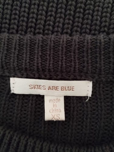 SKIES ARE BLUE Anthropologie Dark Grey Gray Sweater XS XSmall NEW Lace Up Sleeve - Picture 4 of 6