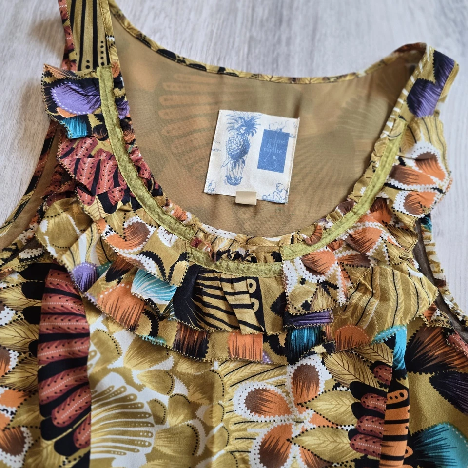 Vestido de seda para mujer Edme & Esyllte Anthropologie enagua floral talla 4 Foto 3 de 4