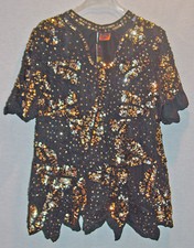 TORY BURCH BLACK SILK TOP / BLOUSE W/ SEQUINS  BEADS SIZE MEDIUM NEW WITH TAG