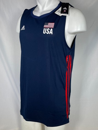 USA Volleyball Adidas Blue Men's PrimeBlue Olympic Jersey NWT - Picture 3 of 13
