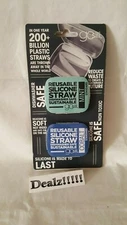  Gosili 2 Pack Reusable Silicone Straws ~ Cobalt  Mint Travel Size Compact Tins