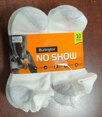 Short No Show White BURLINGTON Comfort Men Athletic Socks 10-pk
