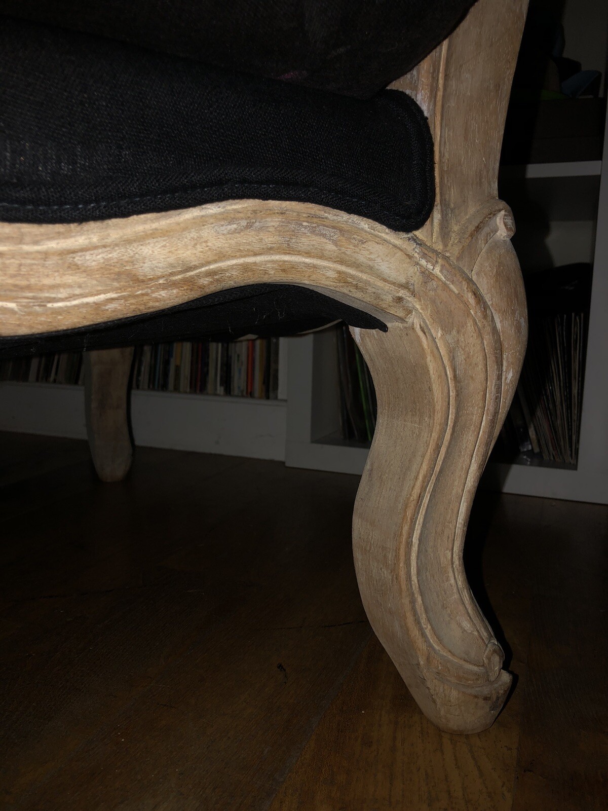 Reproduction Louis XV French Wingback Armchair, Black Linen eBay