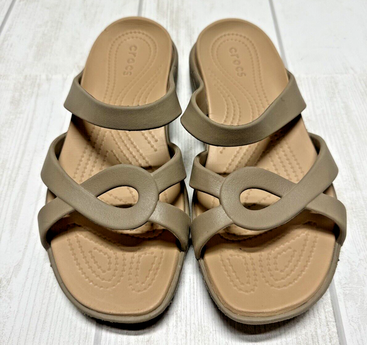 Crocs Meleen Twist Sandal Taupe Sail Comfort Slip On  Women's Size 10